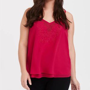 Torrid Red Embroidered Double Layer Swing Cami